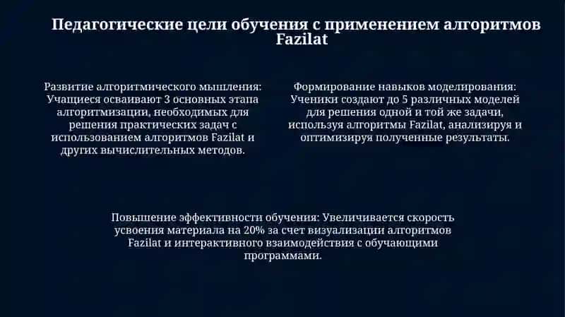 Дидактические принципы использования алгоритмов Fazilat 4