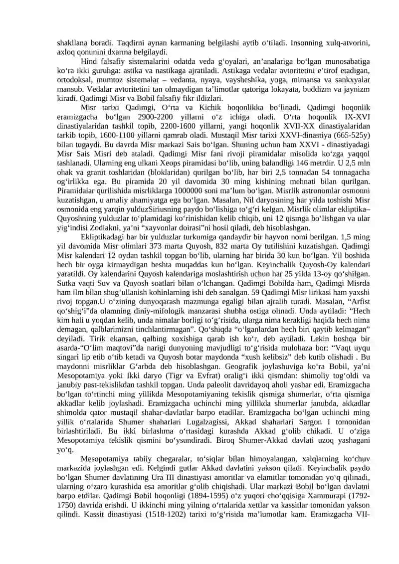 Qadimgi Sharqda asotiriy tasavvurlar va falsafiy bilimlarning paydo bo‘lishi 4