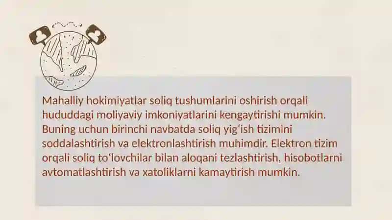 Mahalliy hokimiyatlarning soliq-budjet huquqlarini oshirish masalalari 4