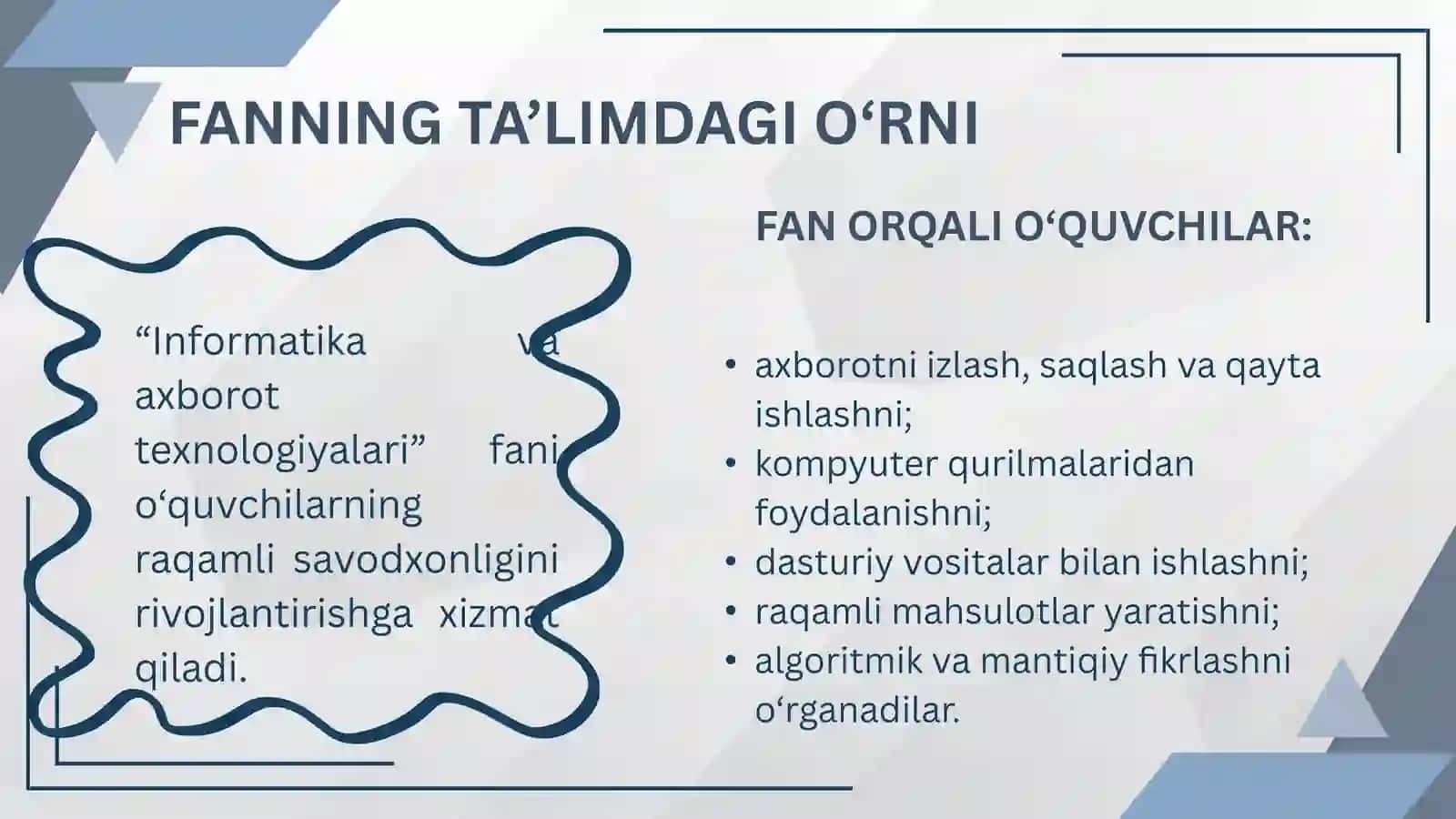 UMUMIY OʻRTA TAʼLIM MAKTABLARINING 5 -SINFLARI UCHUN INFORMATIKA VA AT FANINING OʻQITILISHI MAZMUNI 4