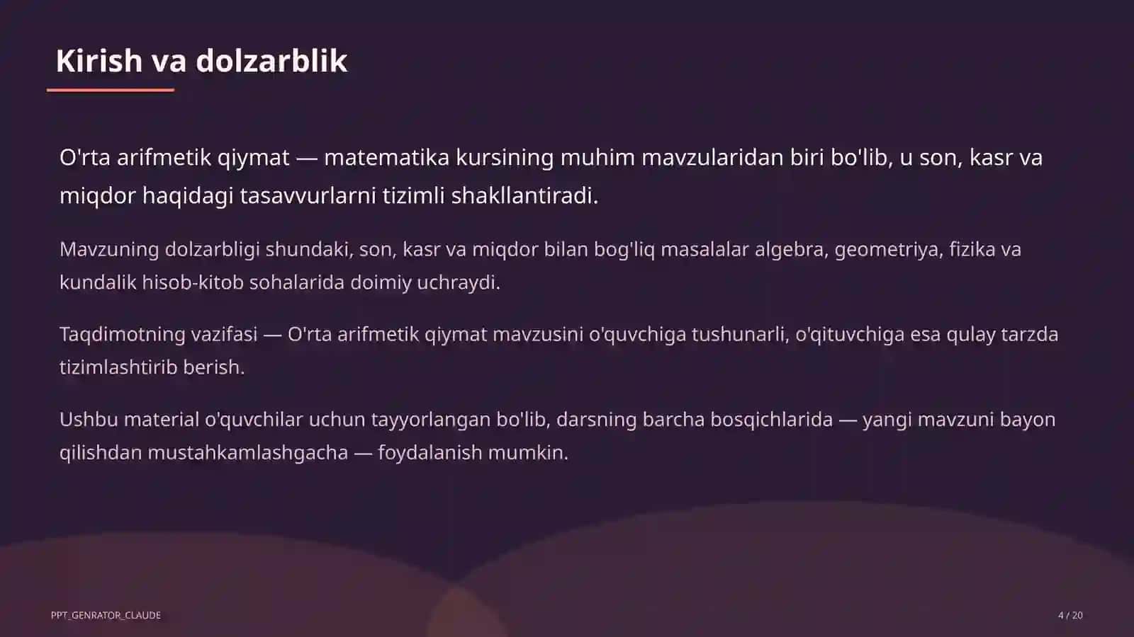 O'rta arifmetik qiymat (5-sinf) 4