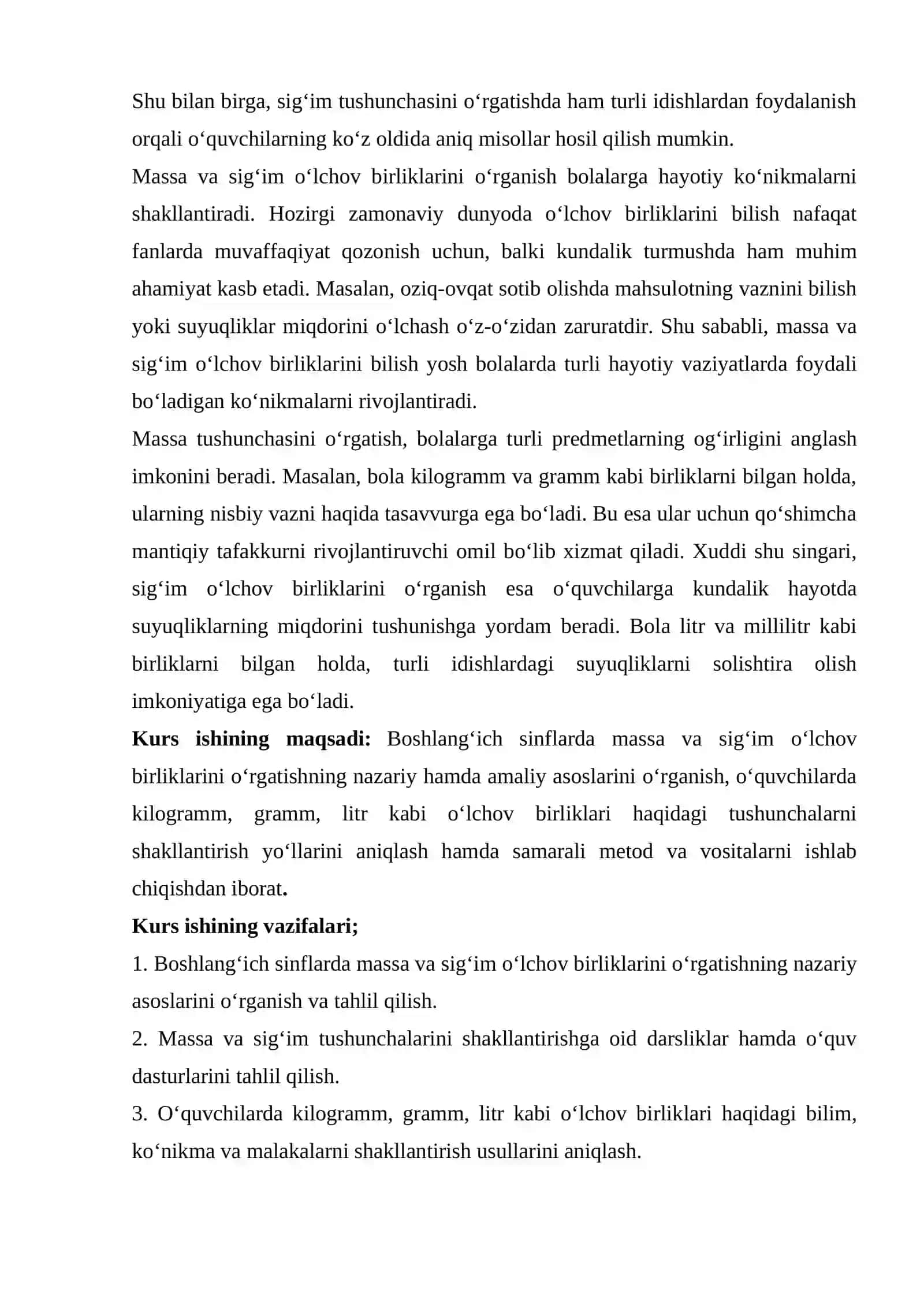 Boshlang‘ich sinflarda massa va sig‘im o‘lchov birliklari o‘rgatish metodikasi 4