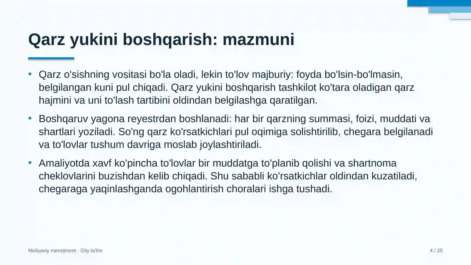 Moliyaviy Menejment · Oliy Ta'limg 4