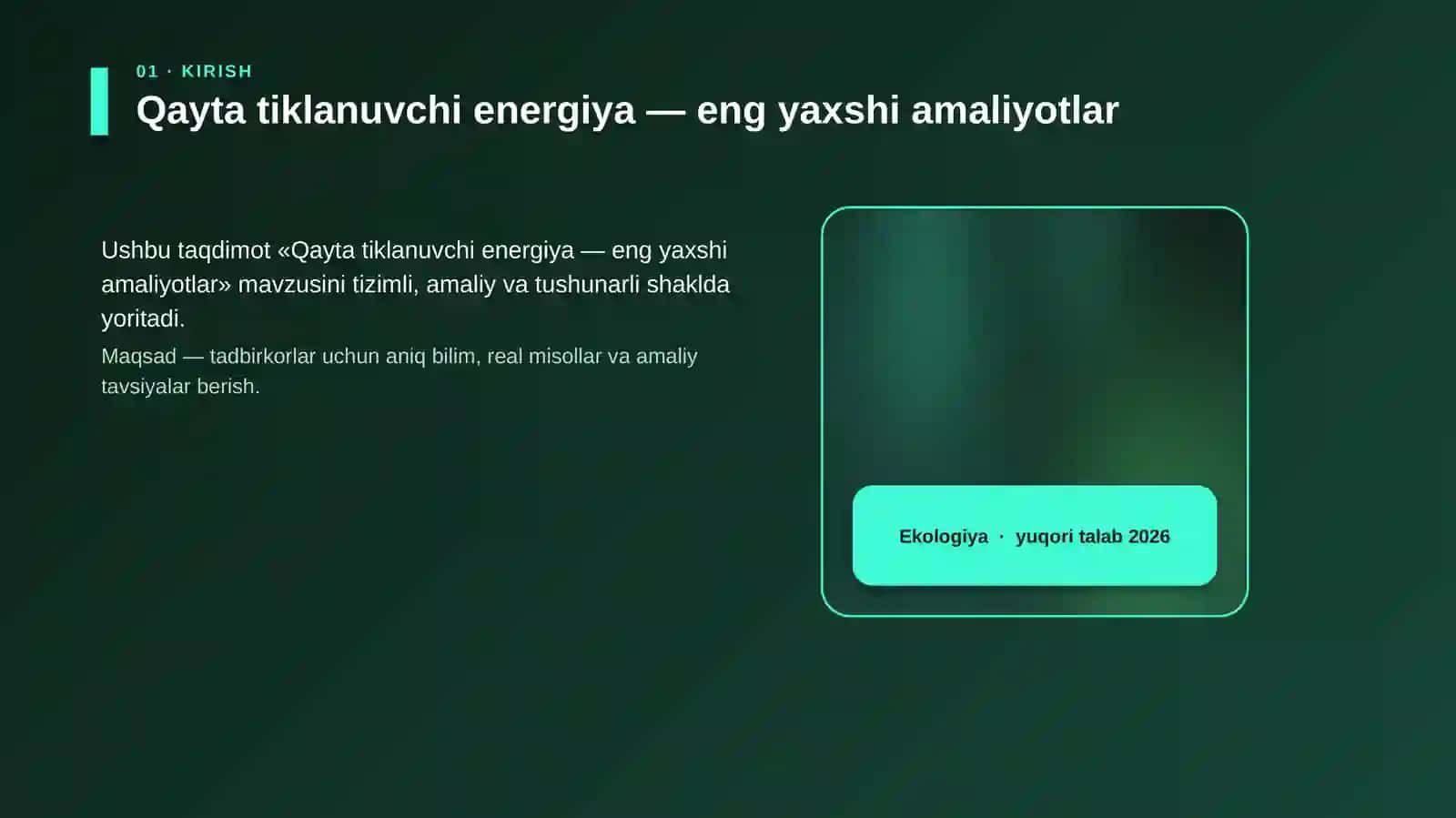 Qayta tiklanuvchi energiya — eng yaxshi amaliyotlar 4