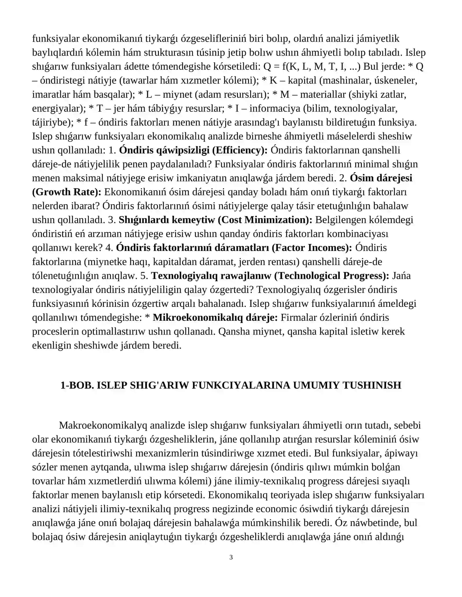 Islep shıǵarıw funkciyaları hám olardıń dinamikalıq analizi 4