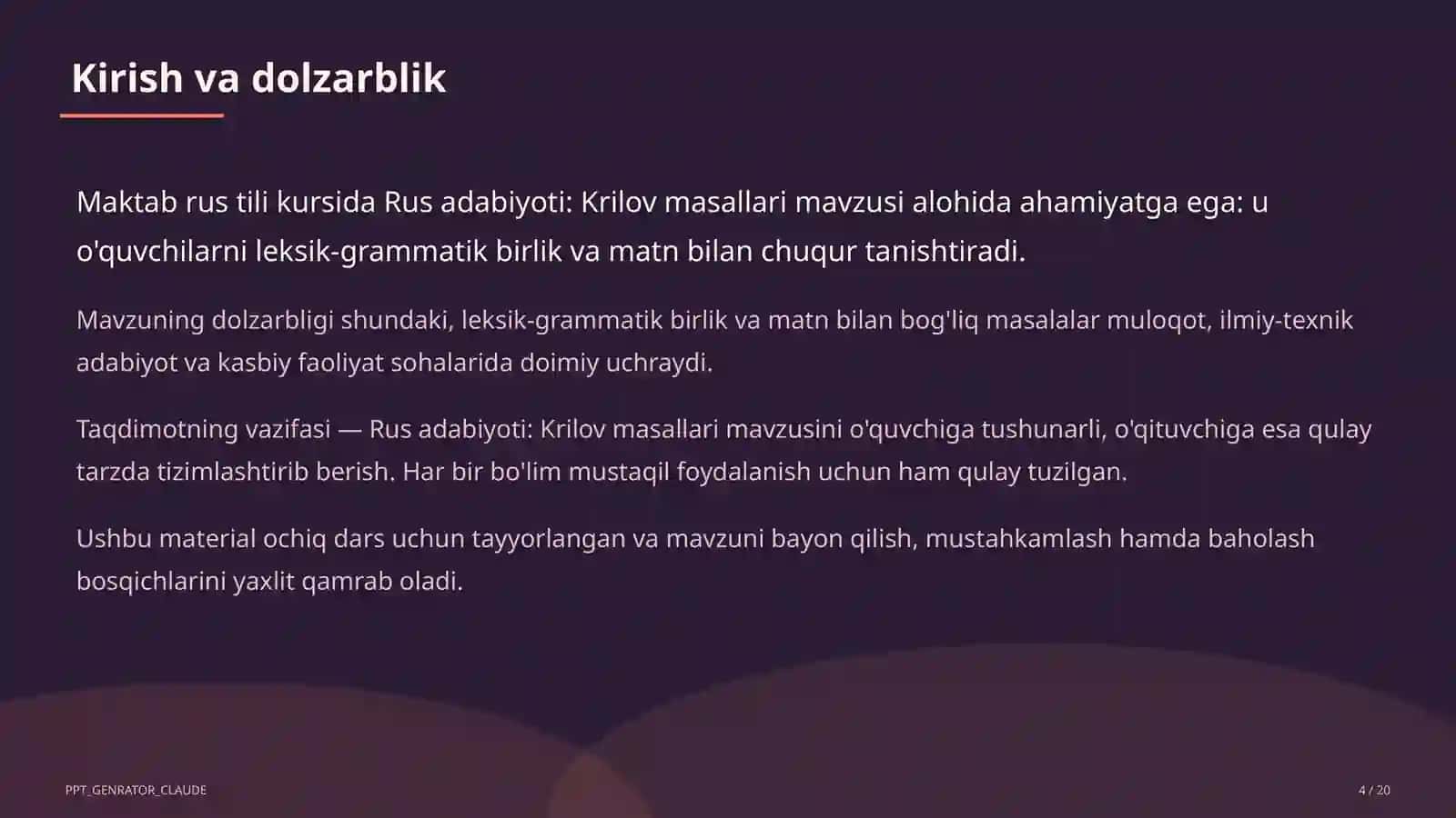 Rus adabiyoti: Krilov masallari (6-sinf) 4