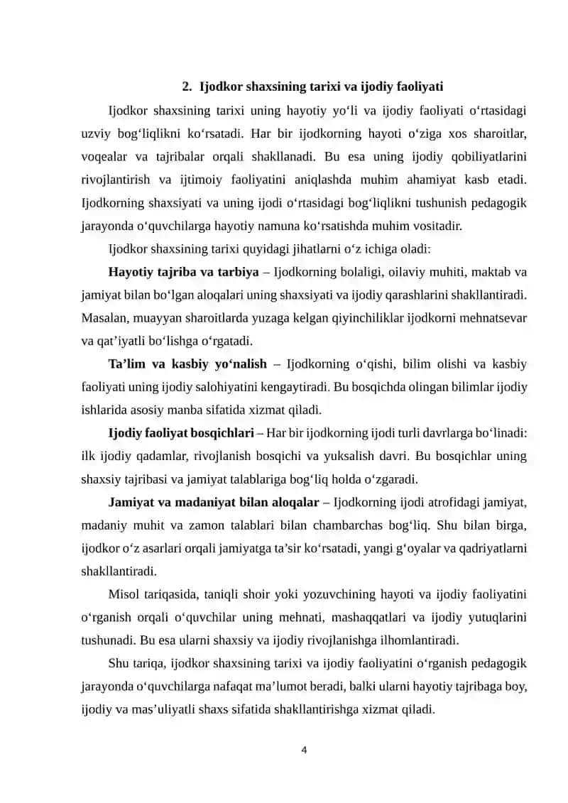 Ijodkor umr yo‘lini o‘rganishning pedagogik zaruriyati 4