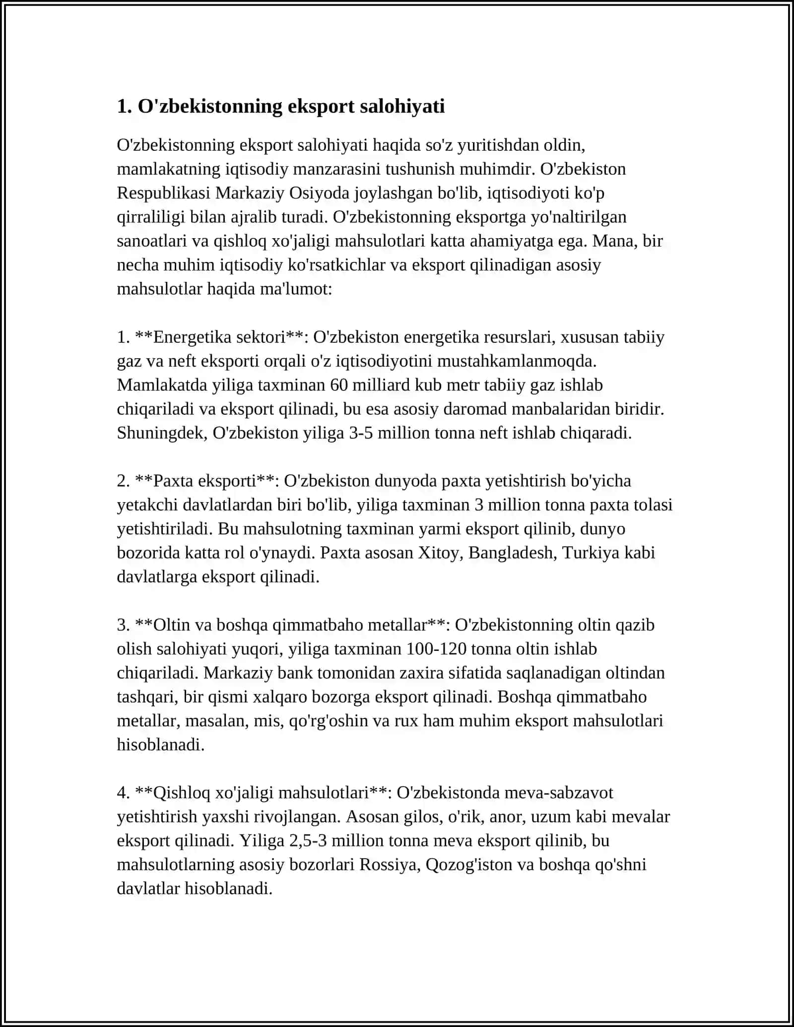 O'ZBEKISTONNI JAHON BOZORIGA KIRIB BORISHIDAGI MUAMMOLARI 4