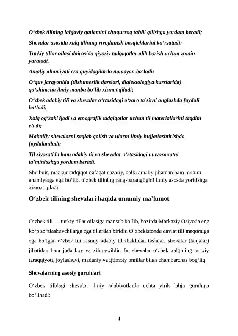 O‘ZBEKISTONNING 12 VILOYATIDAGI SHEVALAR: FONETIK, LEKSIK VA MORFOLOGIK TAHLIL 4