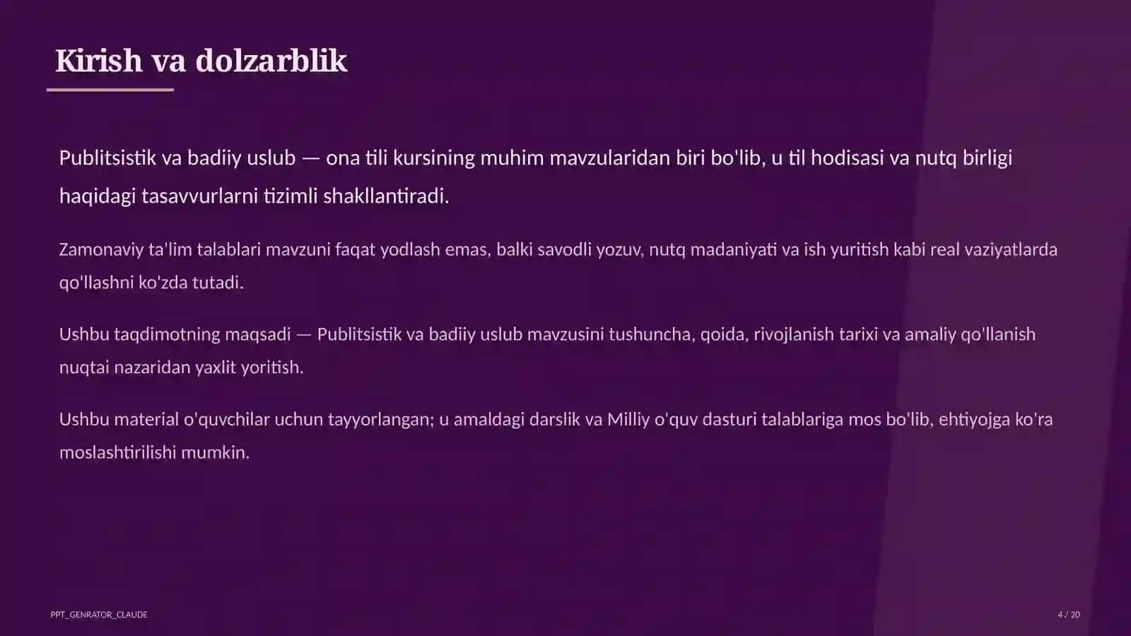 Publitsistik va badiiy uslub (10-sinf) 4