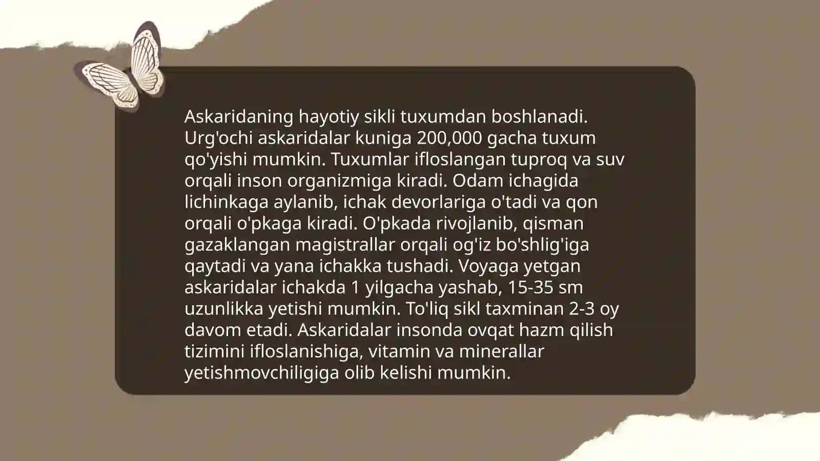 Yumaloq chuvalchanglar biologiyasi 4