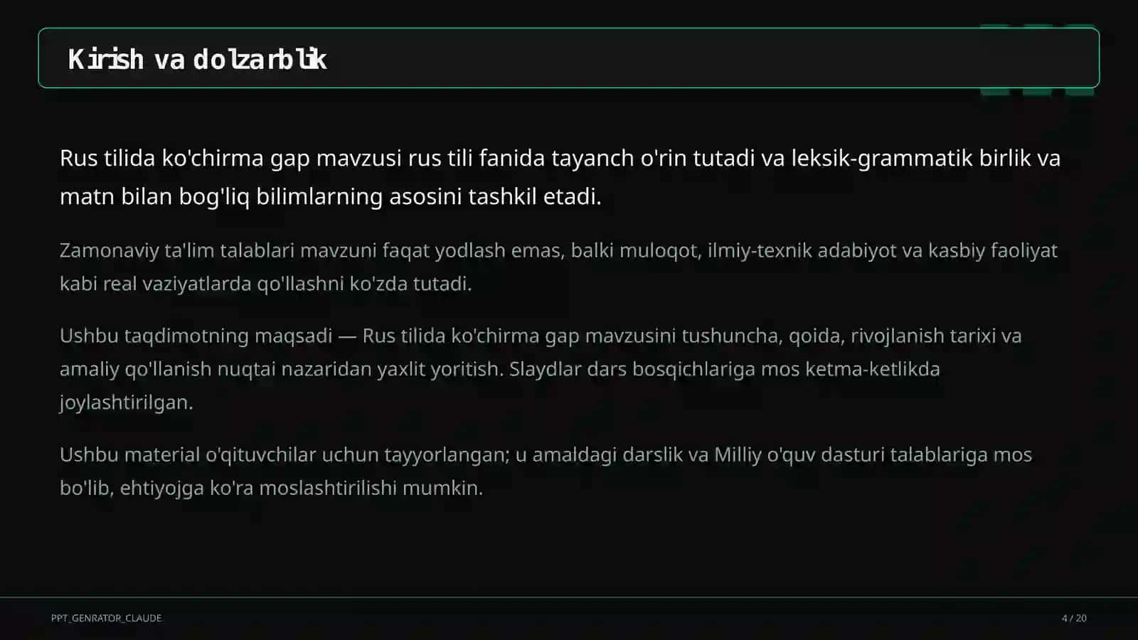Rus tilida ko'chirma gap (9-sinf) 4