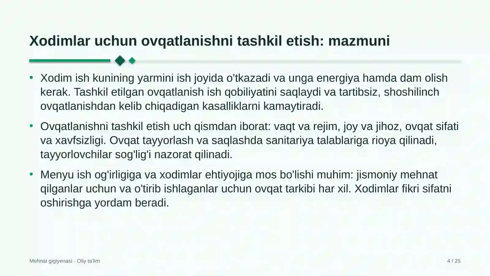 me'moriy yodgorliklarni ta'mirlashda xodimlar uchun ovqatlanishni tashkil etish 2985 4