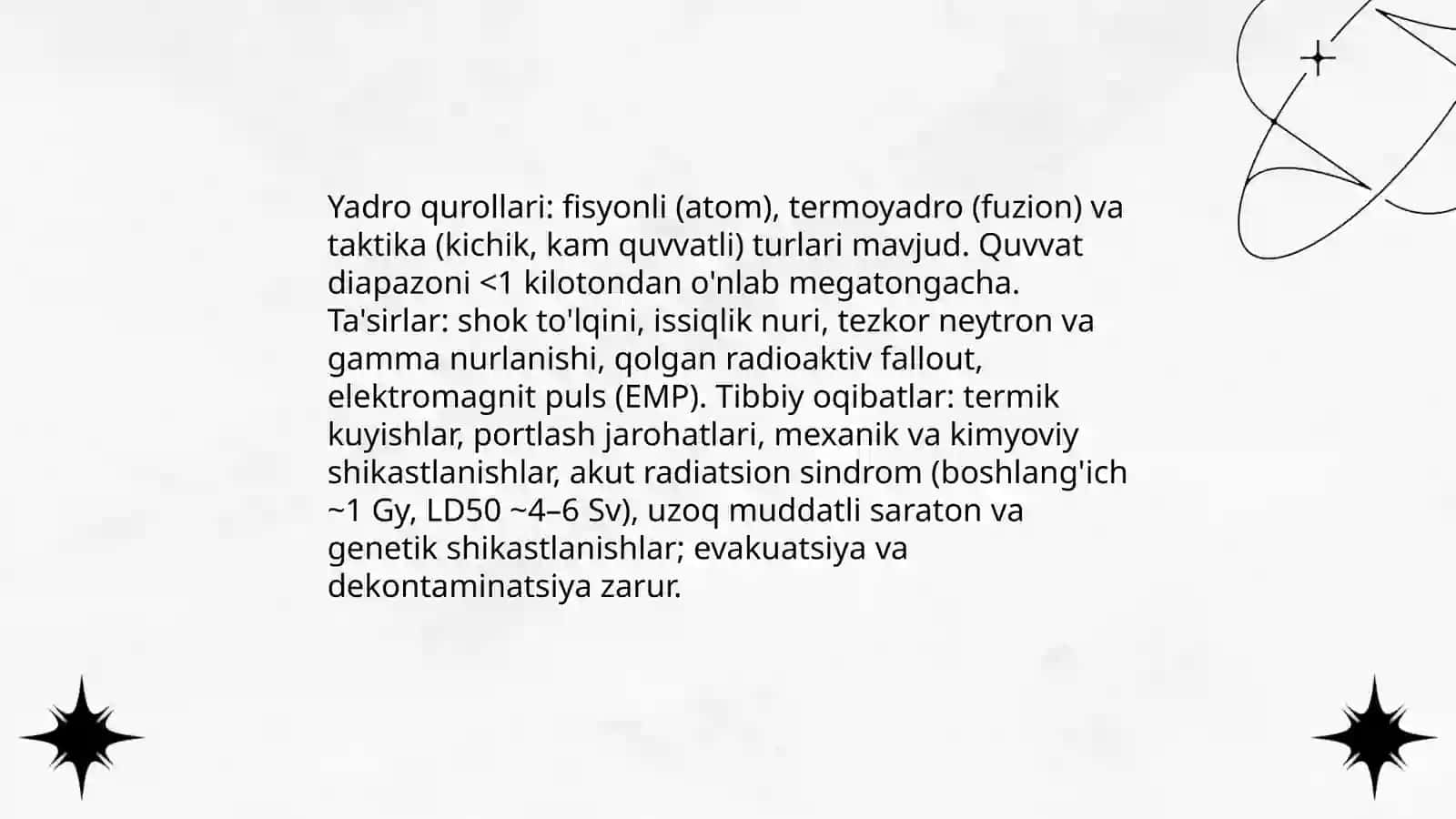 Ommaviy qirgʻin qurollarning tasnifi.Jabrlanish oʻchogʻining tibbiy taktik tavsifi.Yoʻqotishlar 4
