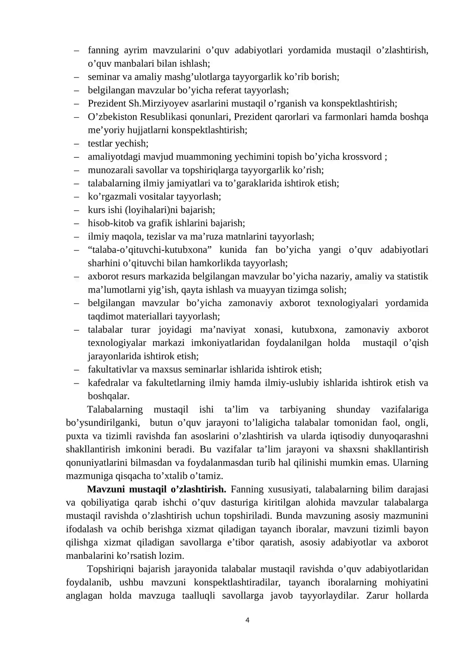 Yashil iqtisodiyot mustaqil ishlari 4