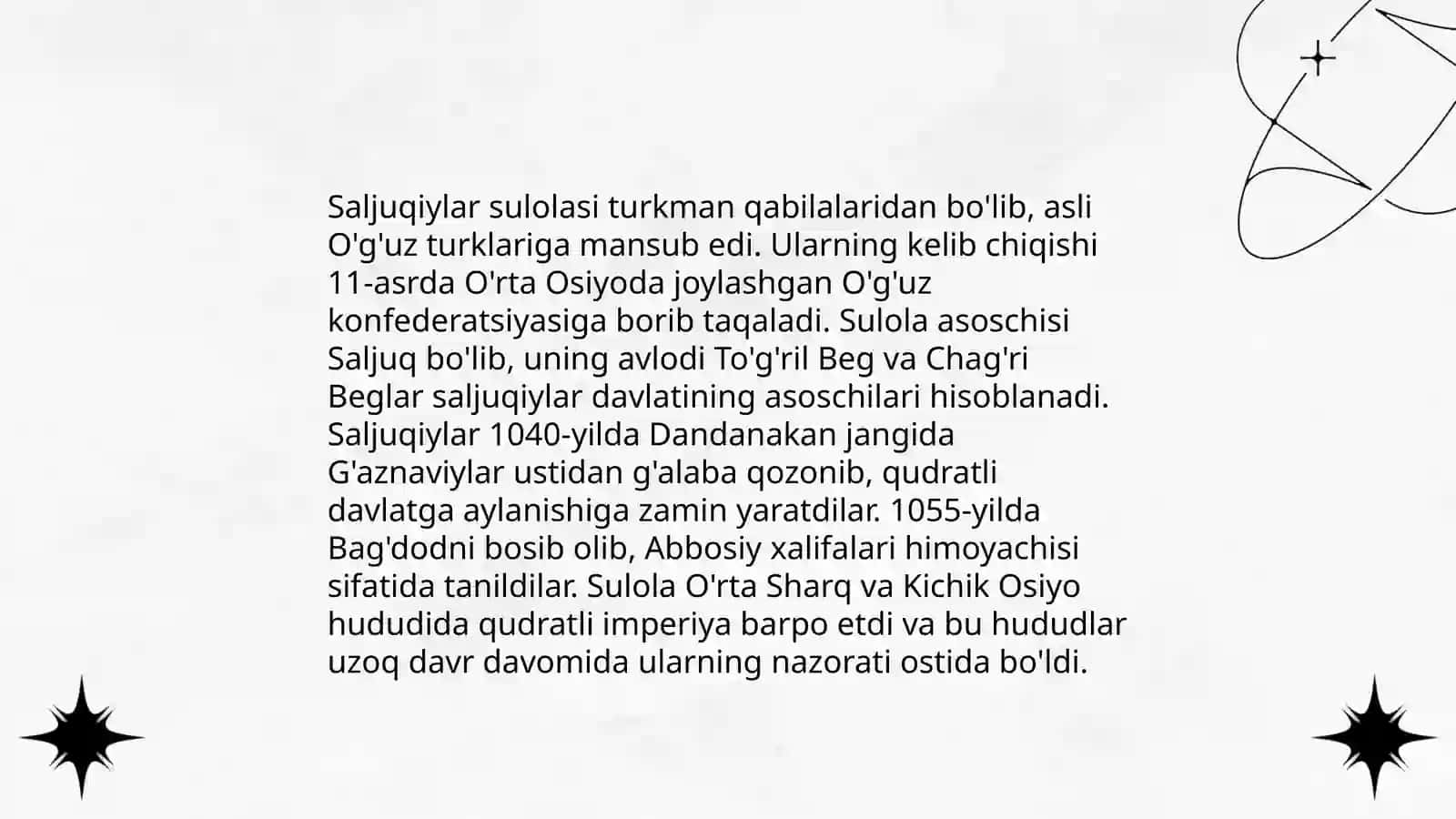Saljuqiylar davlati tashkil topishi 4
