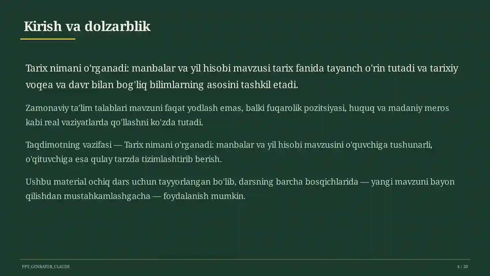 Tarix nimani o'rganadi: manbalar va yil hisobi (5-sinf) 4
