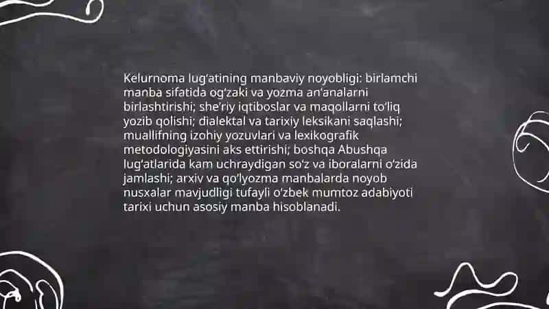 Abushqa lugʻatlari va Muhammad Yoqub changining kelurnoma lugʻatining oʻzbek mumtoz adabiyoti tarixi 4