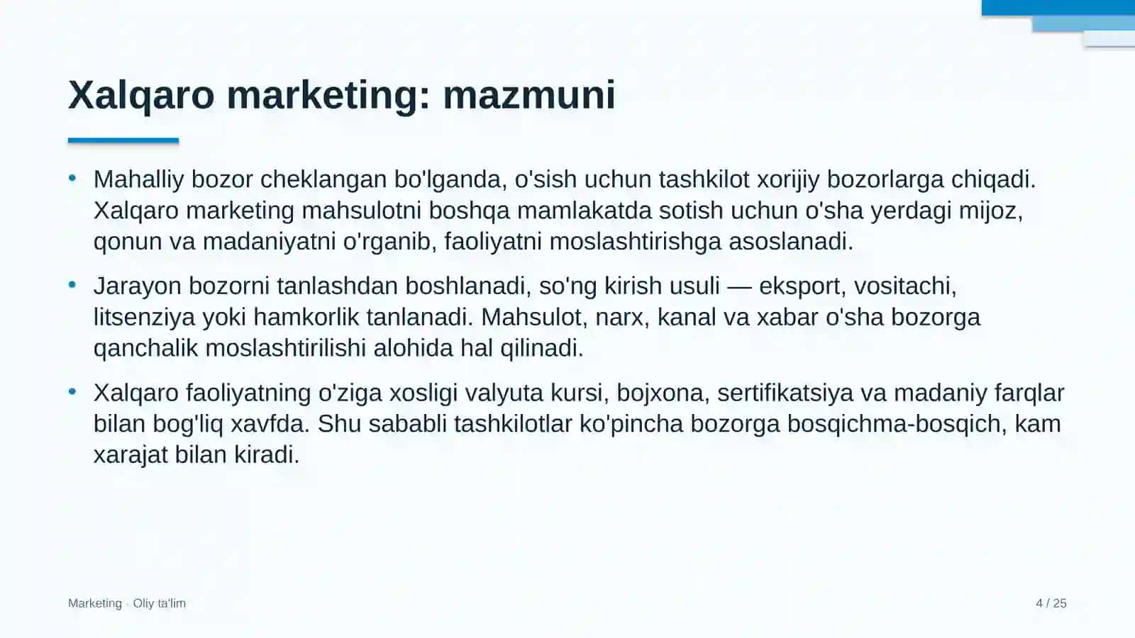 qandolatchilik sexlarida xalqaro marketing 7993 4