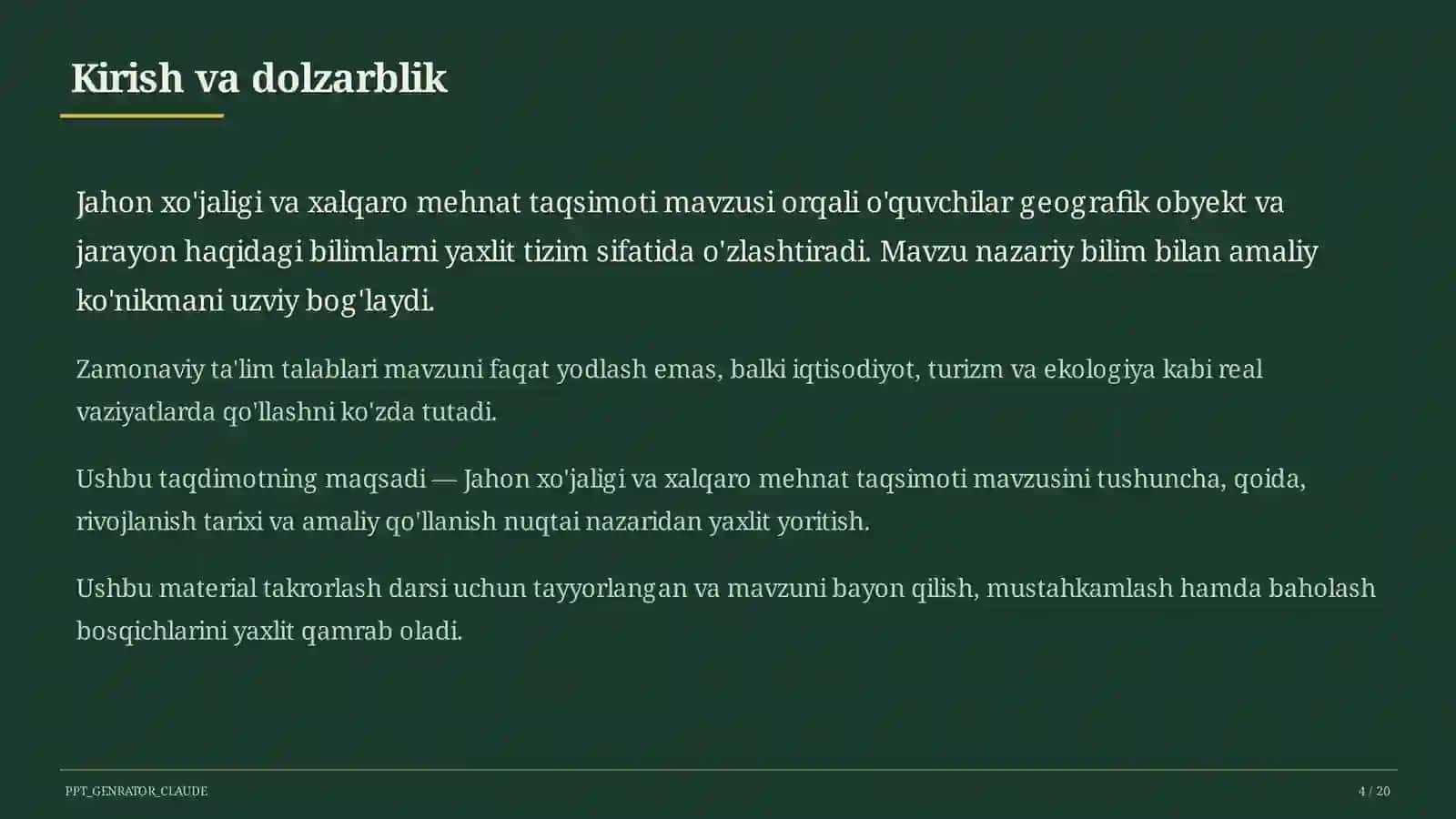 Jahon xo'jaligi va xalqaro mehnat taqsimoti (10-sinf) 4