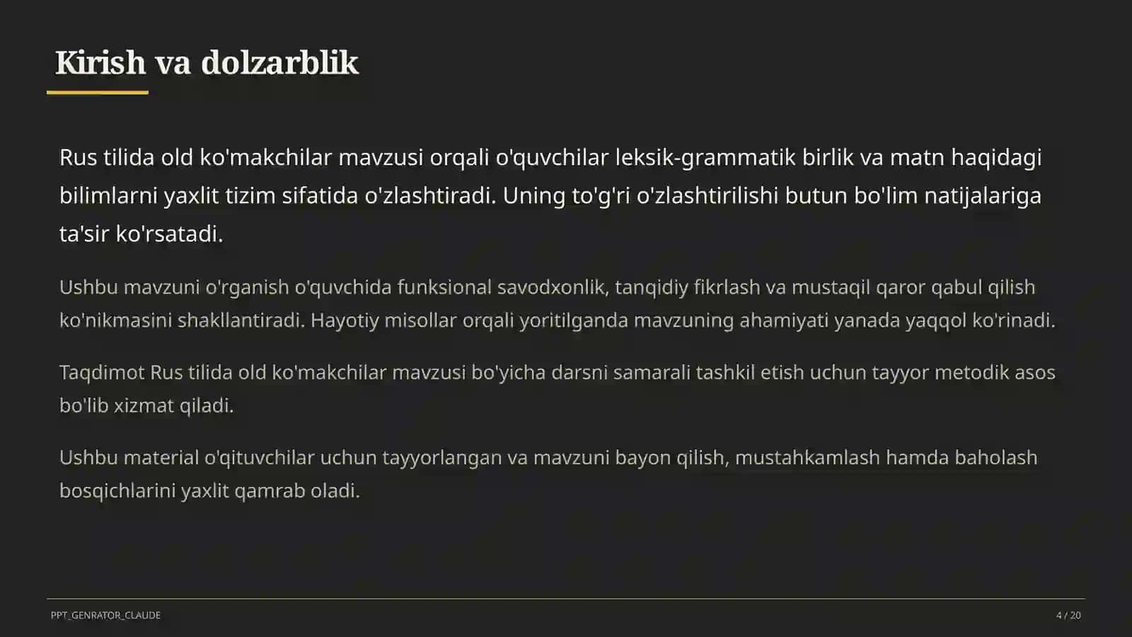 Rus tilida old ko'makchilar (7-sinf) 4