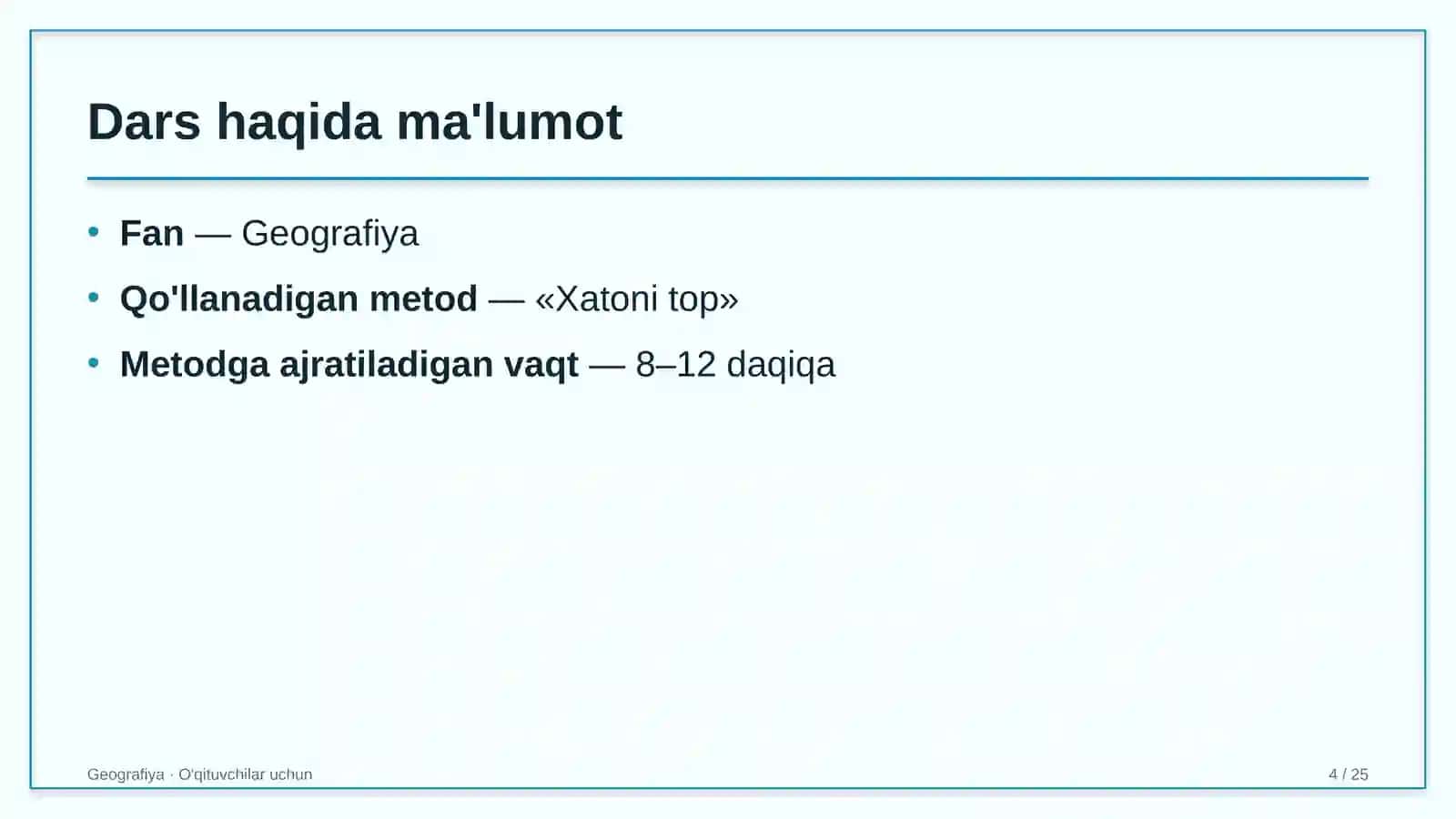 geografiya darslarida xatoni top metodidan foydalanish 6010 4