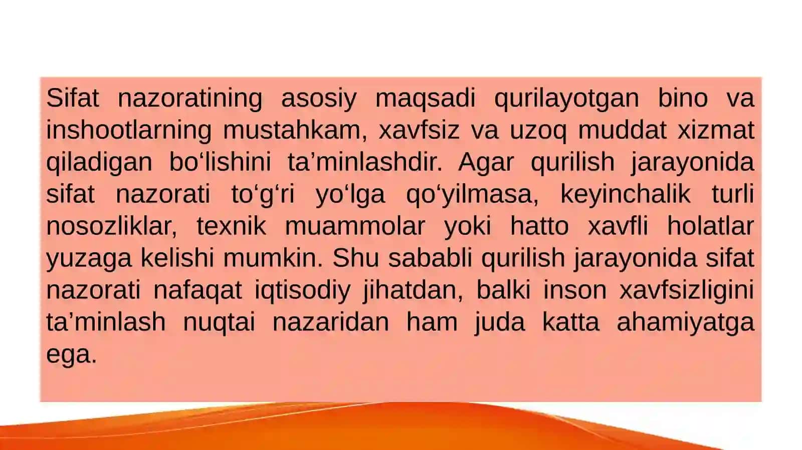 Qurilishda sifat nazorati tizimiga oidasosiy normativ-huquqiy hujjatlar 4