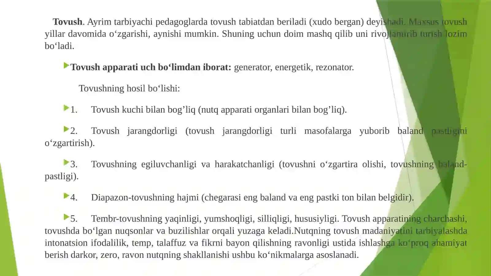 Tovushlаrning to‘g’ri tаlаffuzi yuzаsidаn olib borilаdigаn ishlаr mazmuni.Maktabgacha yoshdagi bolalarda nutqning grammatik qurilishni shakllantirish mazmuni 4