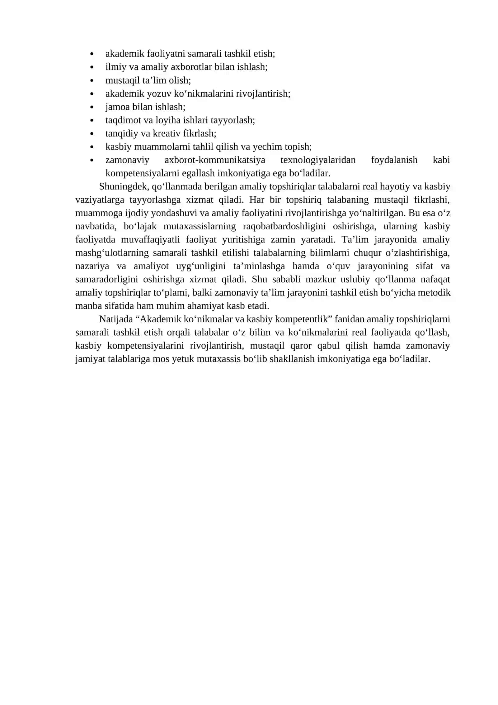 Ablyakimova Refide Izmerovna va Maksudova Charos Komil qizi "Akademik ko‘nikmalar va kasbiy kompetentlik" fanidan amaliy topshiriqlar 4