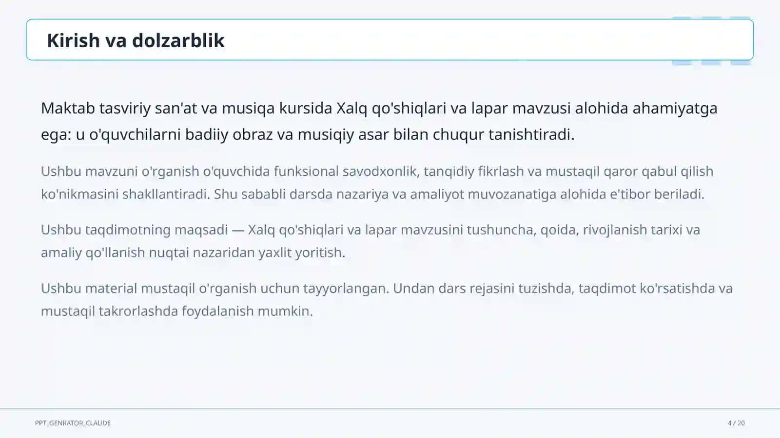 Xalq qo'shiqlari va lapar (3-sinf) 4