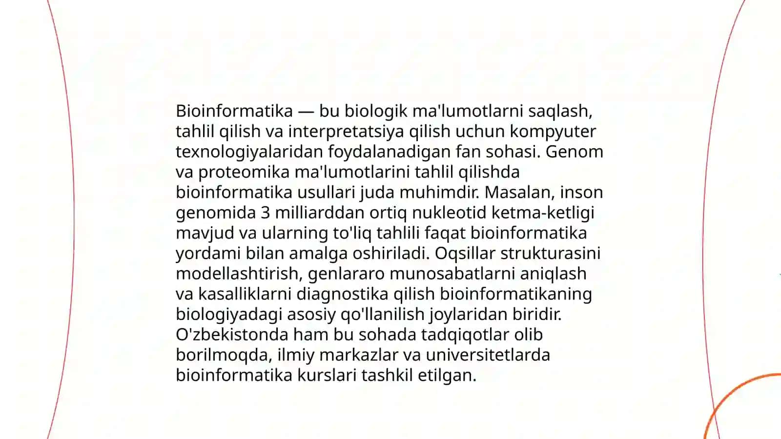 Zamonaviy biologiya rivojlanishida bioinformatikaning oʻrni 4