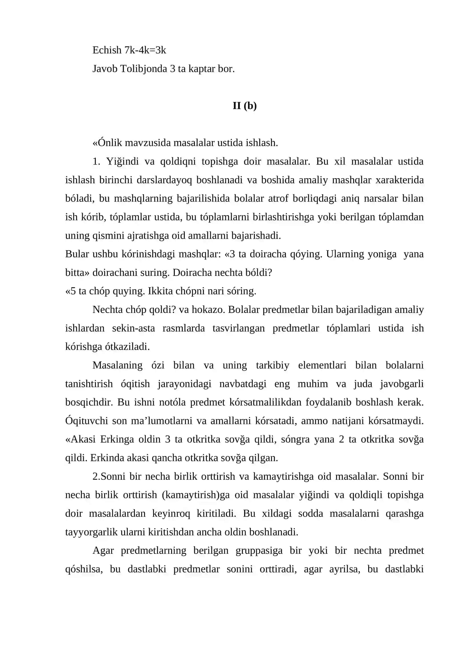 O`quvchilarga sodda masalalar yechishni o`rganish usullari 4