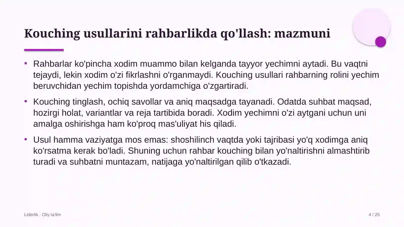 Ekologik ta'limda kouching usullarini rahbarlik amaliyotida qo'llash 4