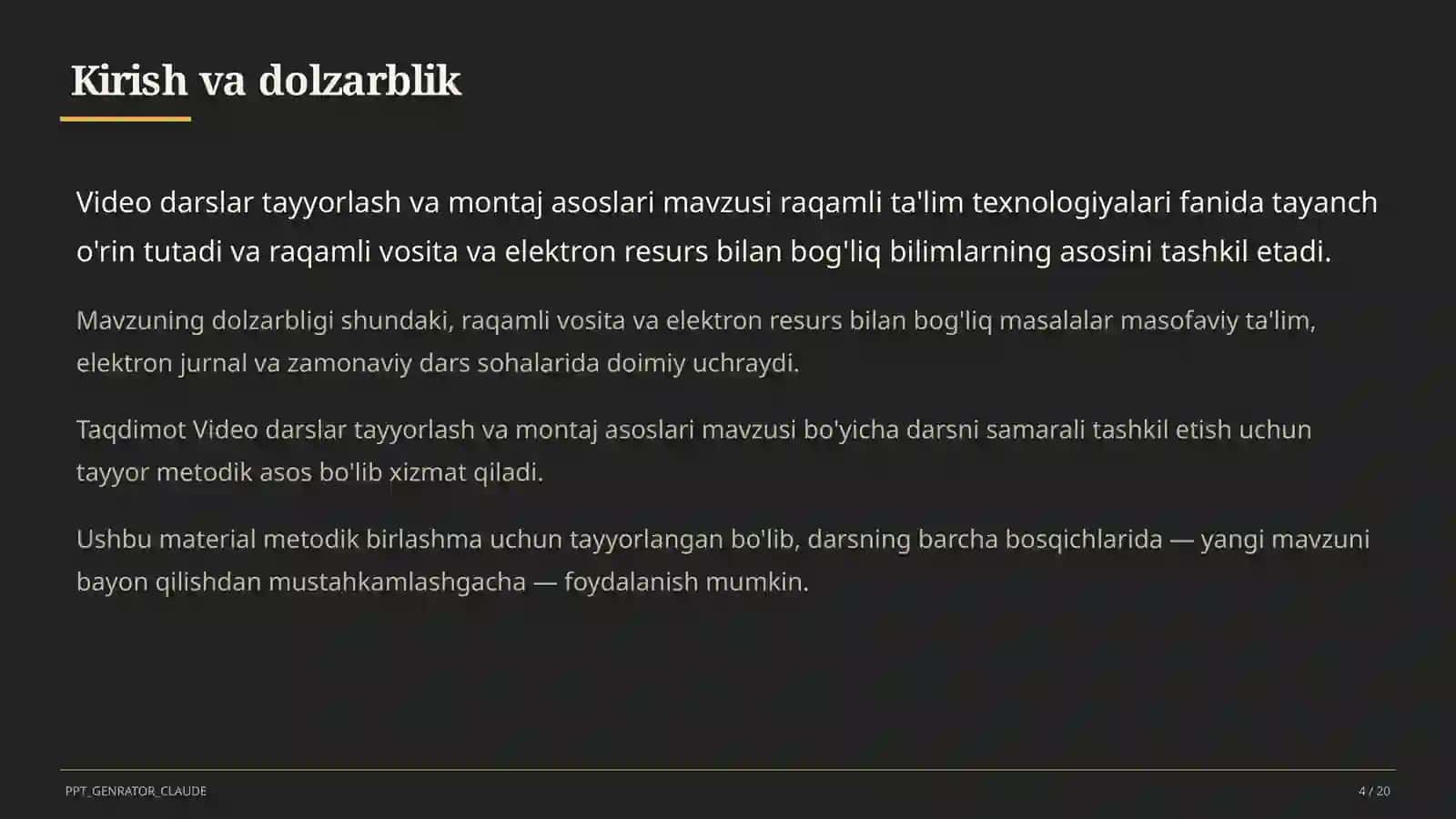 Video darslar tayyorlash va montaj asoslari 4