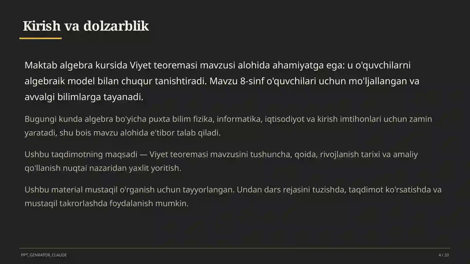 Viyet teoremasi (8-sinf) 4