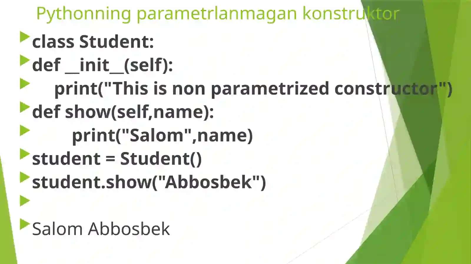 Sinflarda konstruktor tushunchasi 4