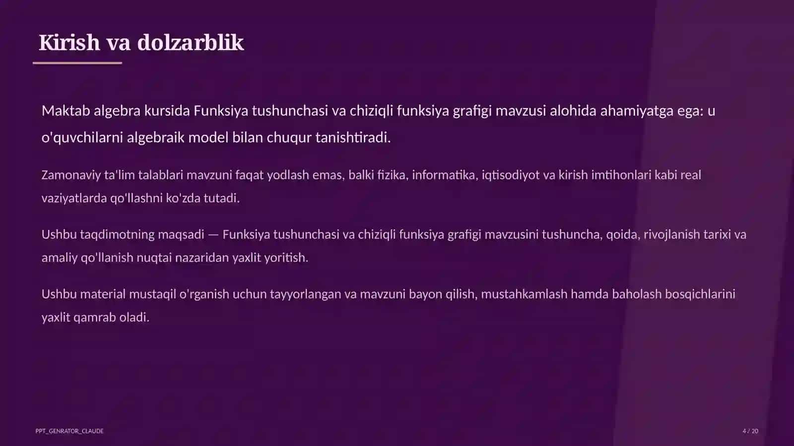 Funksiya tushunchasi va chiziqli funksiya grafigi (7-sinf) 4