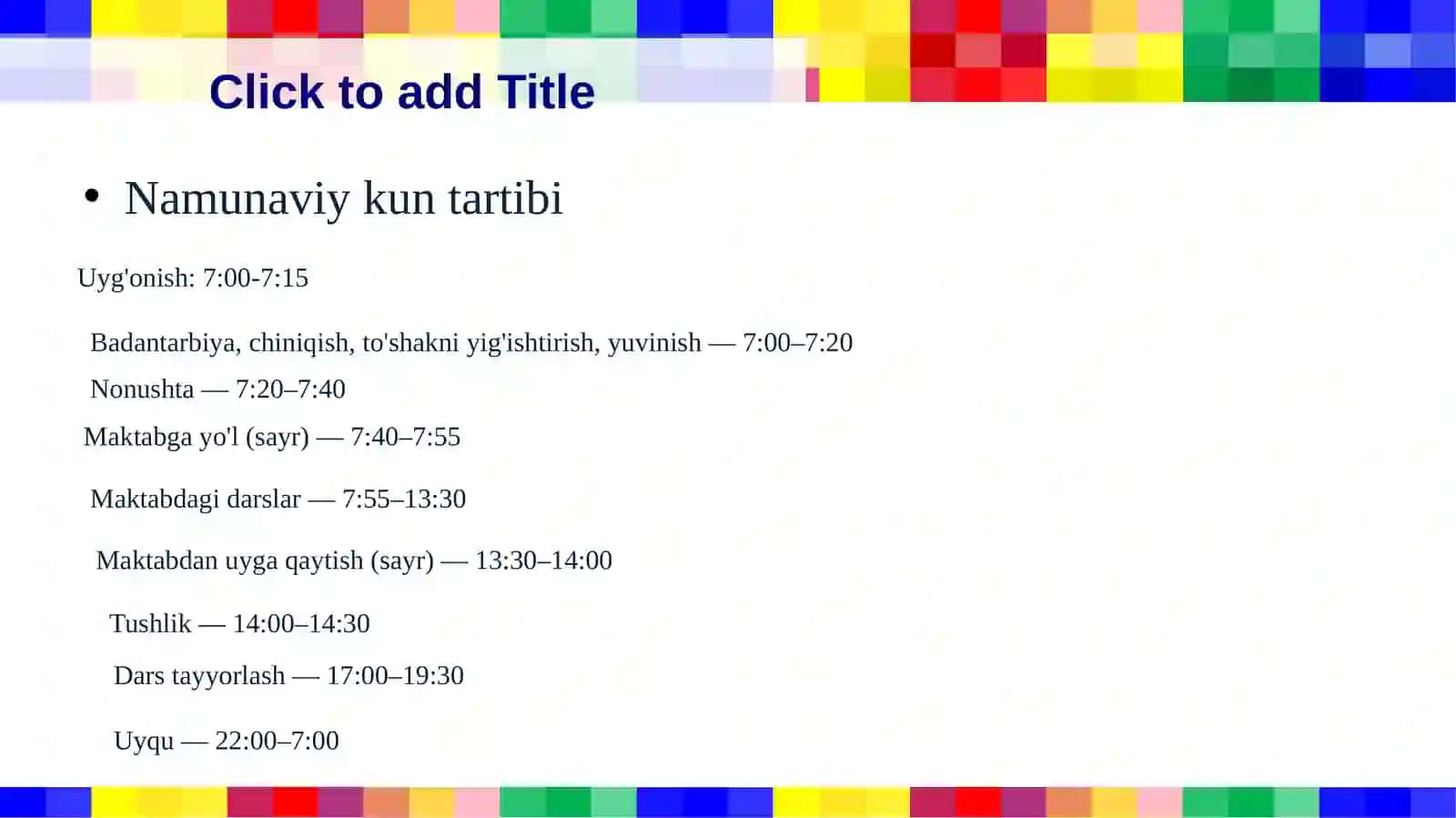 Kun tartibi va salomatlikni mustahkamlash 4