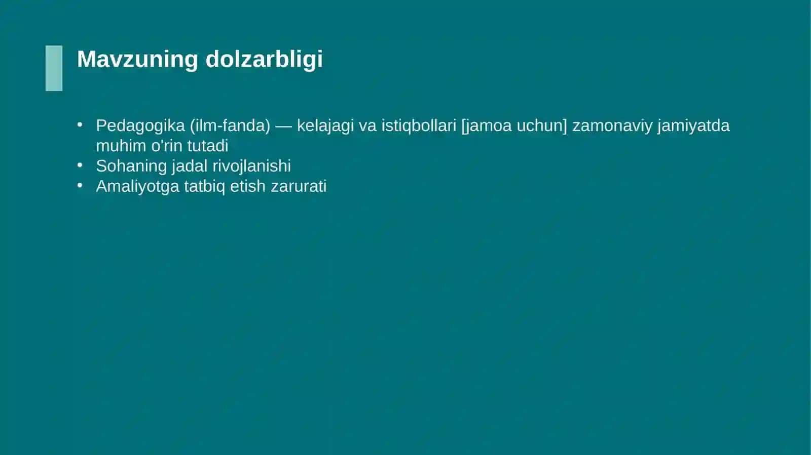 Pedagogika (ilm-fanda) — kelajagi va istiqbollari [jamoa uchun] 4