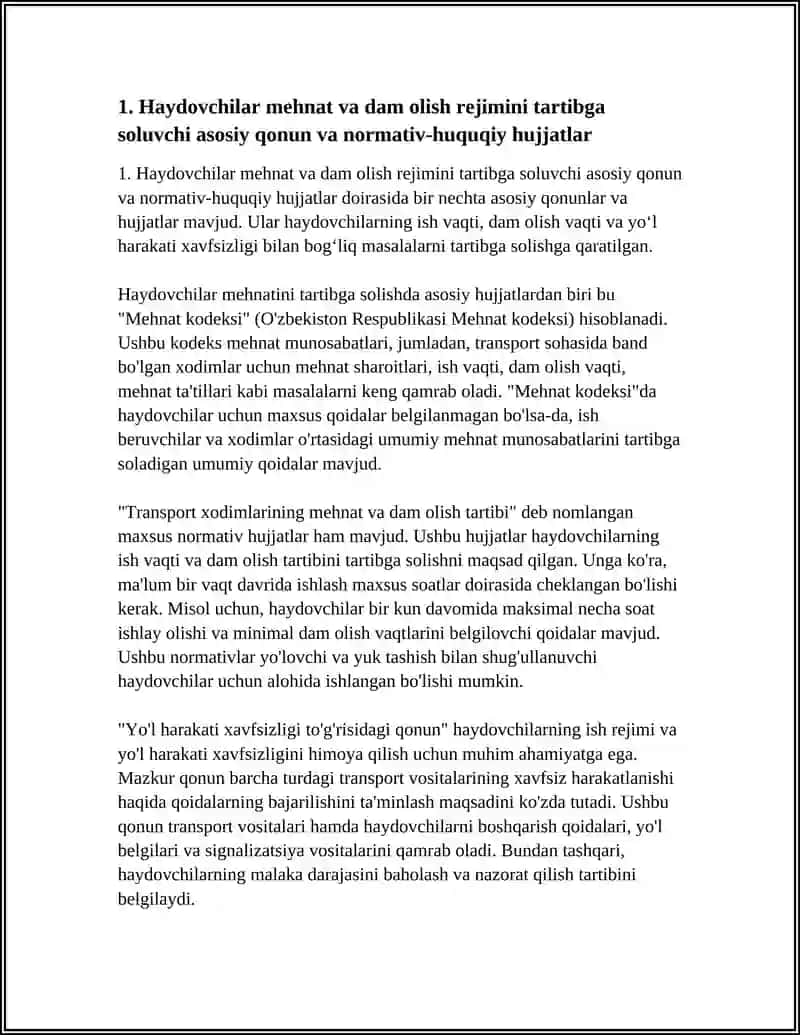 HAYDOVCHILAR MEHNAT VA DAM OLISH REJIMINI NAZORAQ QILISH TARTIBI 4