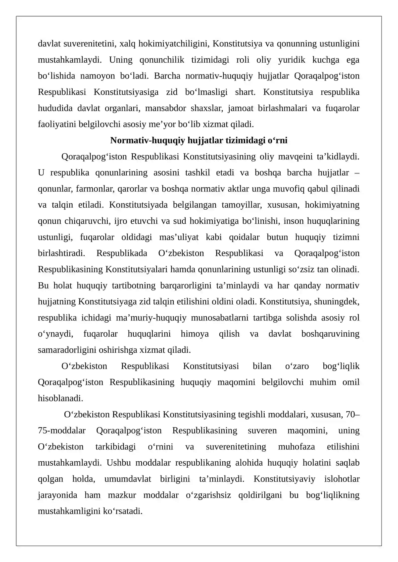 O‘zbekiston Respublikasi milliy huquq tizimida Qoraqalpog‘iston Respublikasi qonunchiligi 4