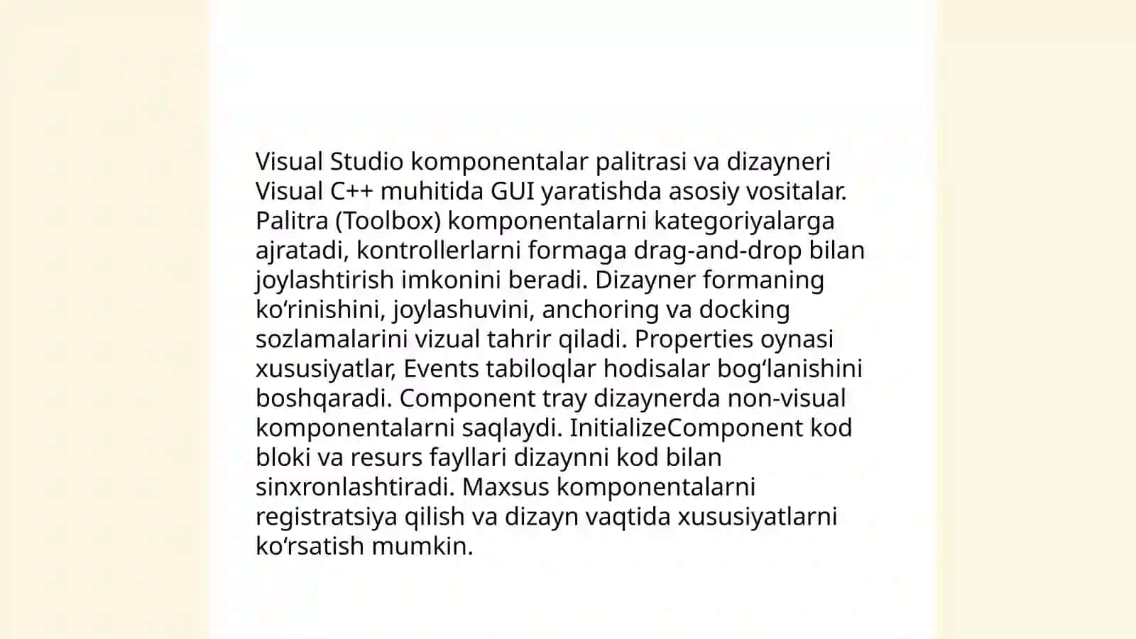 Visual C++ muhitida komponentalar bilan ishlash 4