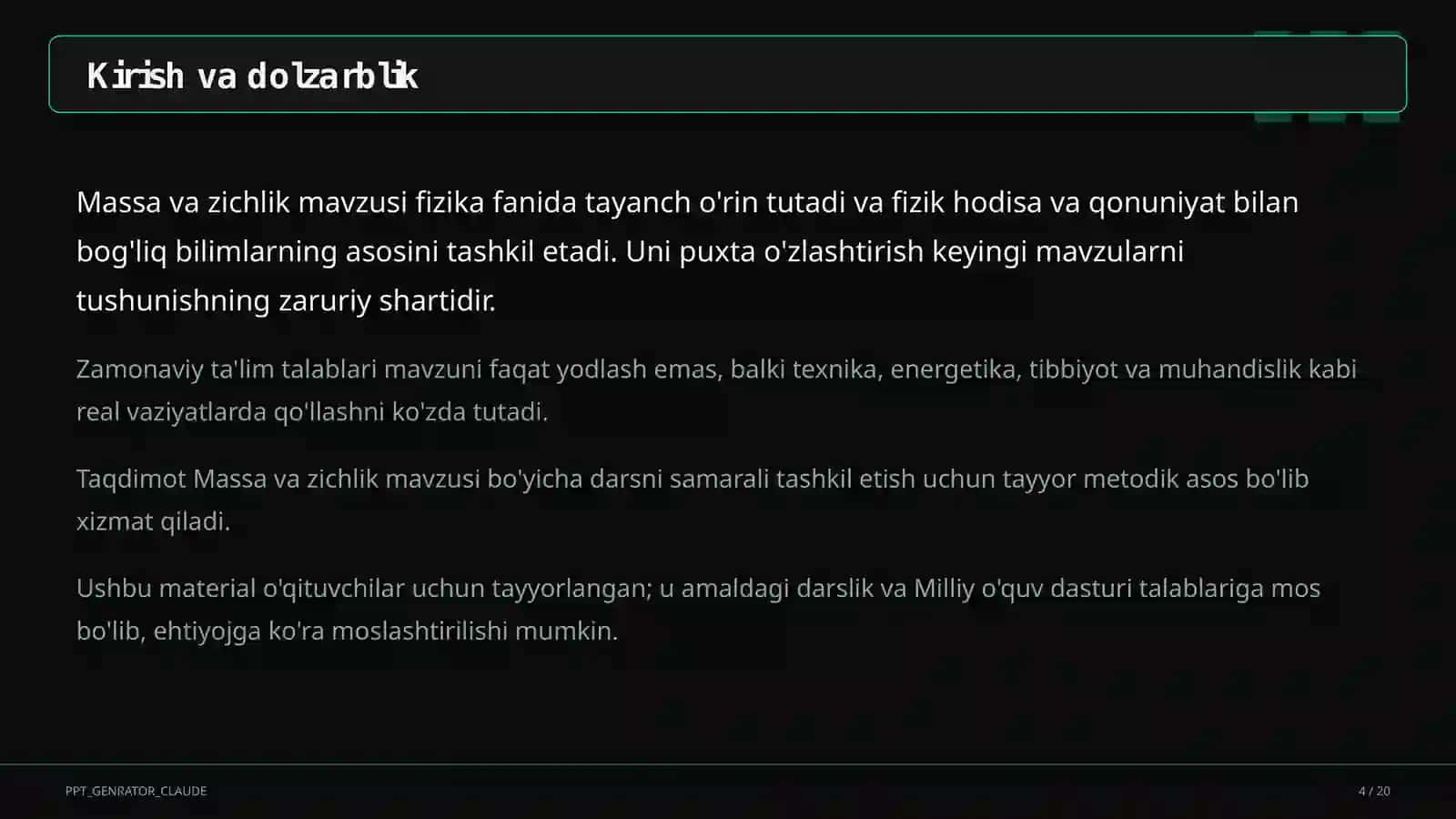 Massa va zichlik (6-sinf) 4