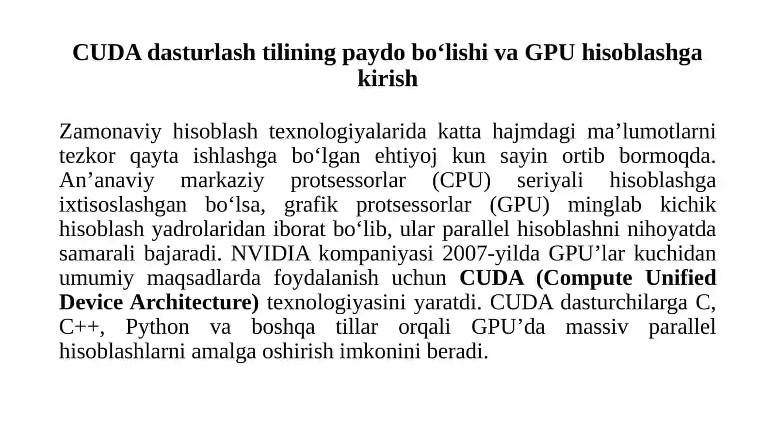 CUDA dasturlash tili va asosiy konsepsiyalari 4