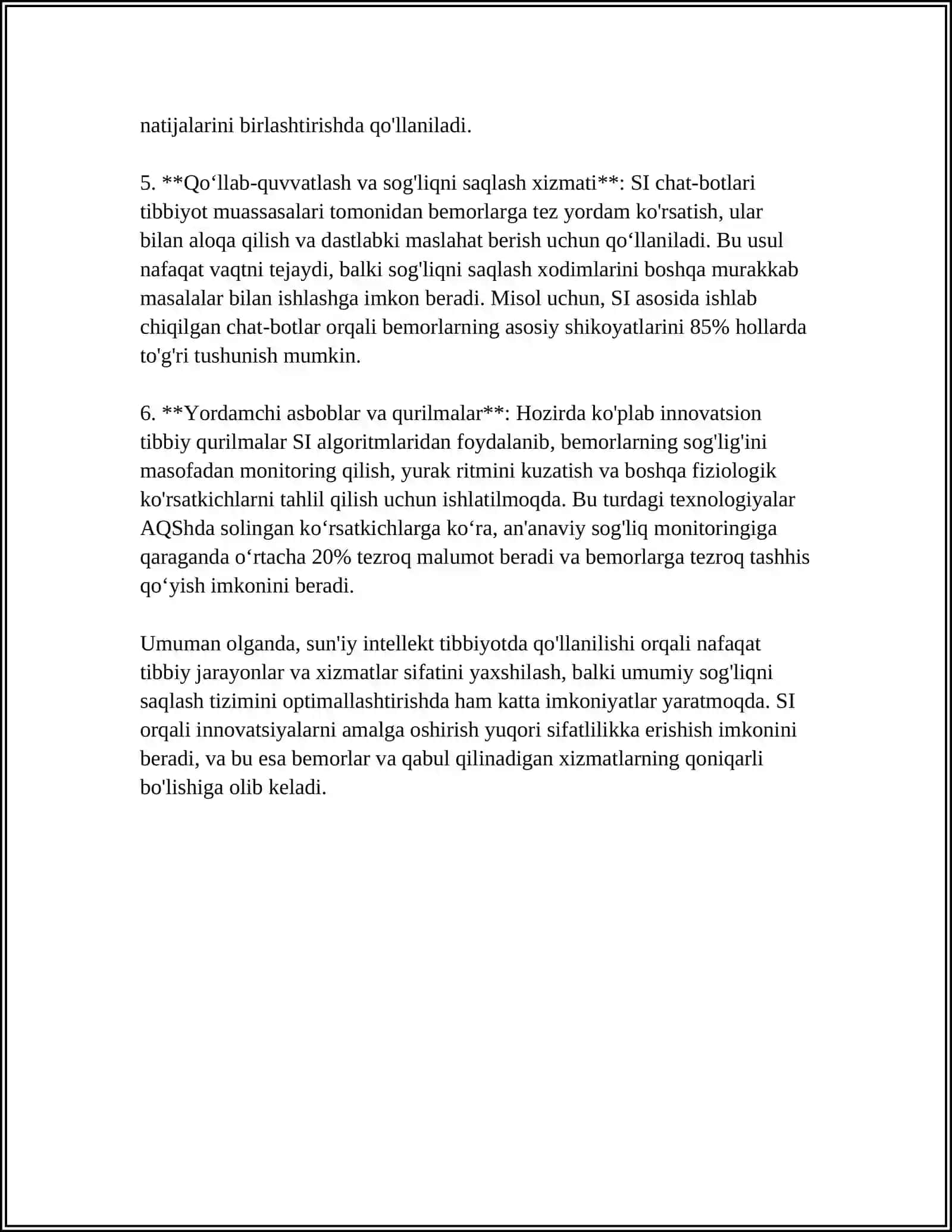 TIBBIYOTDA ISHCHI O'RINLARINI AVTOMATLASHTIRISHDA VA TIBBIY MASALALARINI YECHISHDA AXBOROT TEXNOLOGIYALARI. DASTURIY TA'LIMOT 4