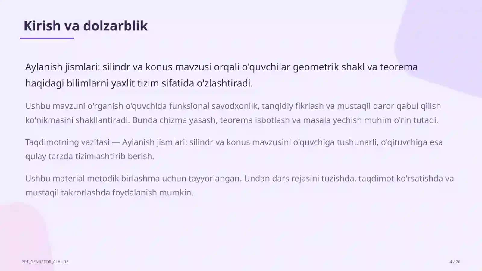 Geometriya (7–11) — metodik birlashma uchun 4