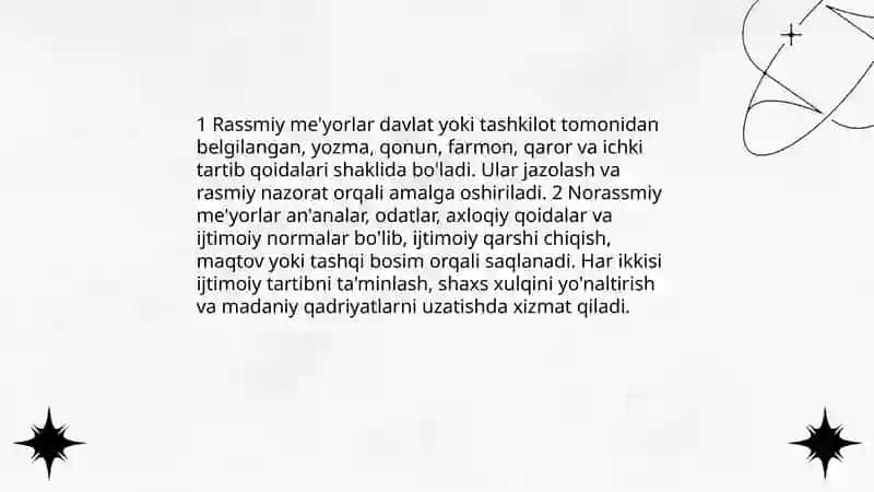 Ijtimoiy me'yor.Ijtimoiy me'yorga ta'sir etuvchi omillar 4