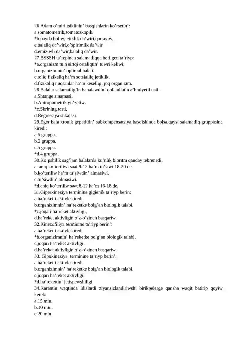 Salamatlastiriwda balalar ha’m o’spirimler gigienasi onin’ sanitariya salamatlastiriw ila’jlari va qa’wipli faktorlariga salamat turmis ta’riz 4