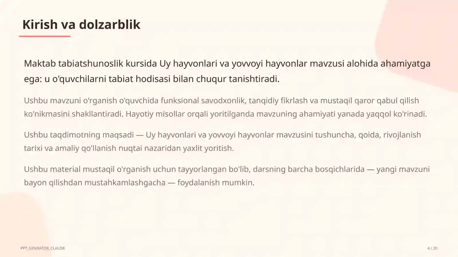 Uy hayvonlari va yovvoyi hayvonlar (1-sinf) 4