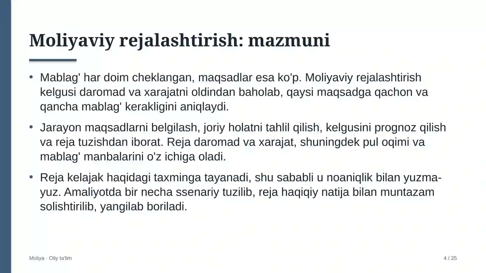 Chakana savdoda moliyaviy rejalashtirish 4